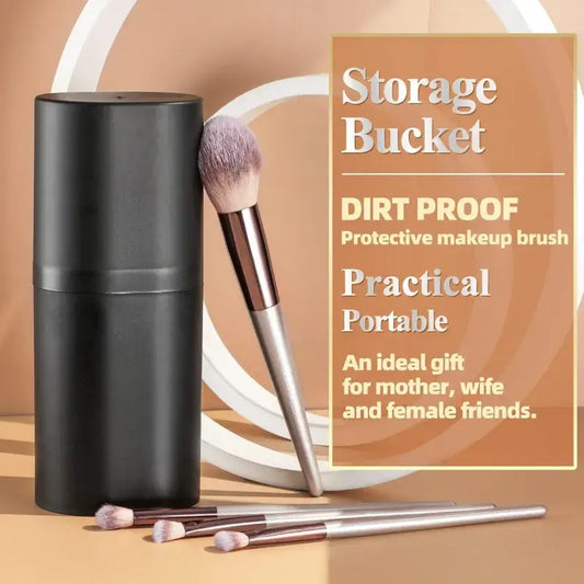 Premium 18-piece brush set with portable, stylish black case. Soft bristles and wooden non-slip handles